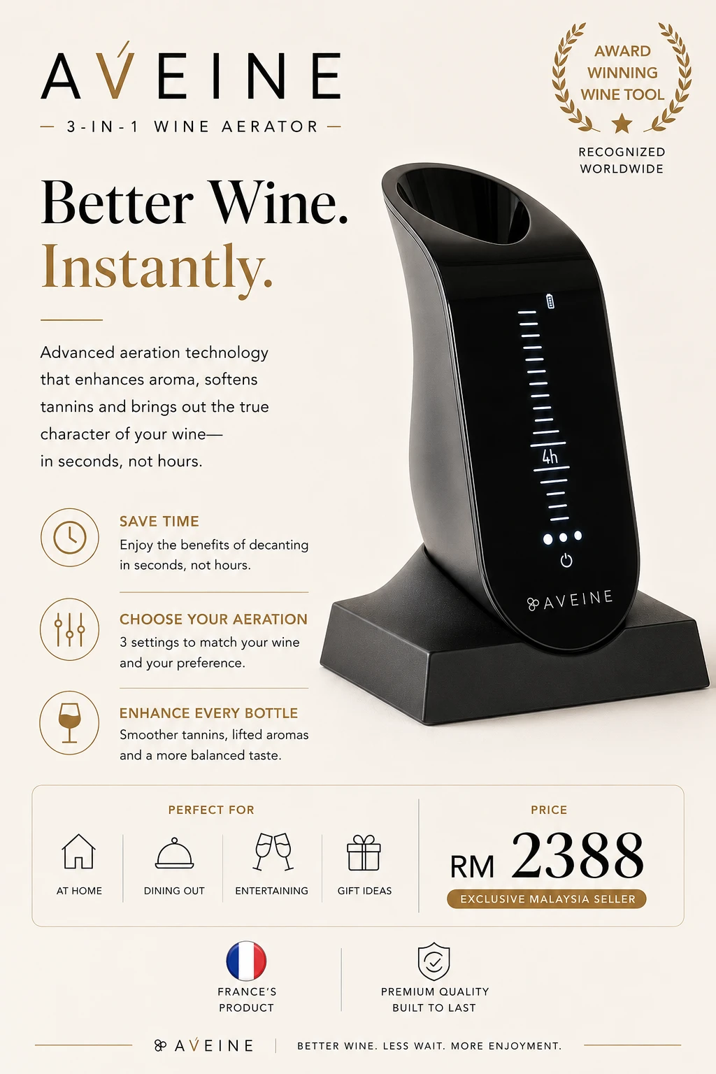 AVEINE 3-in-1 Wine Aerator